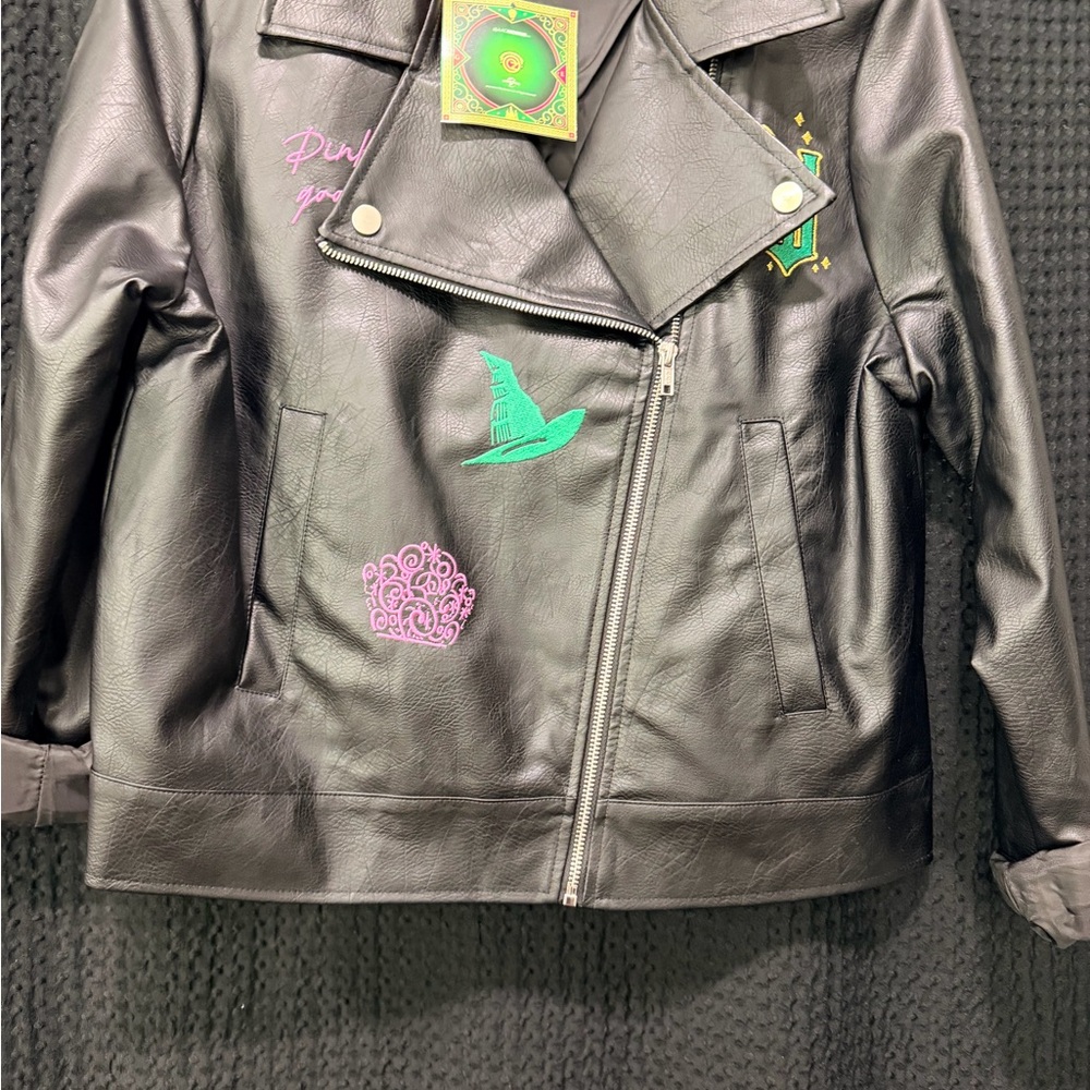 Wicked Faux Leather Jacket with Embroidered Accents